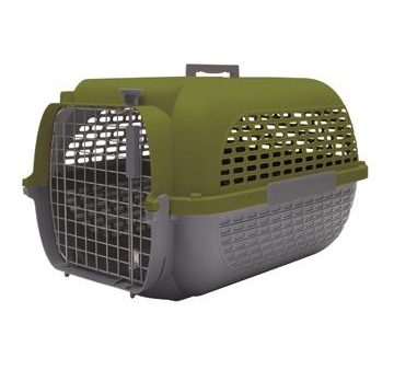 Cage Voyageur Dogit pour chiens, base anthracite avec dessus kaki, très grande Discount