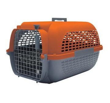 Cage Voyageur Dogit pour chiens, base anthracite avec dessus orange, petite Supply