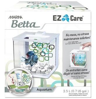 Aquarium équipé EZ Care Marina pour betta, blanc, 2,5 L (0,7 gal US) Fashion