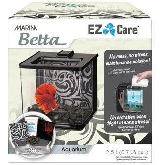 Aquarium équipé EZ Care Marina pour betta, noir, 2,5 L (0,7 gal US) Discount