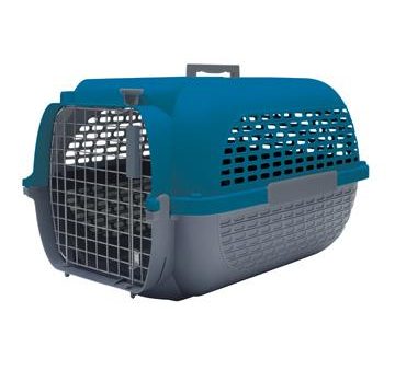 Cage Voyageur Dogit pour chiens, base anthracite avec dessus bleu foncé, petite Sale