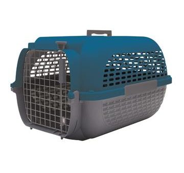 Cage Voyageur Dogit pour chiens, base anthracite avec dessus bleu foncé, moyenne For Cheap