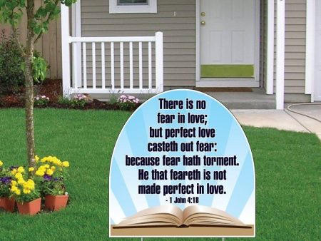 1 John 4:18 Shaped Yard Sign on Sale