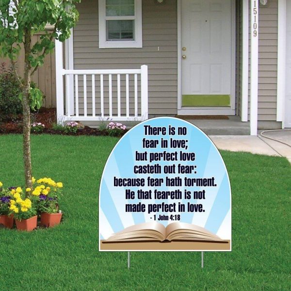 1 John 4:18 Shaped Yard Sign on Sale