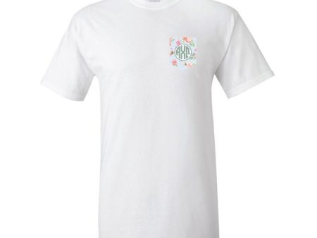 Alpha Chi Omega Floral with Monogram Pocket T-Shirt Cheap