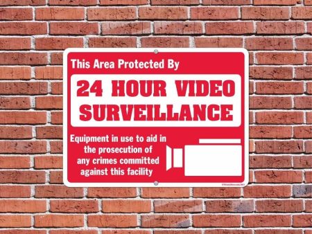 Protected By 24 Hour Video Surveillance Sign or Sticker Hot on Sale