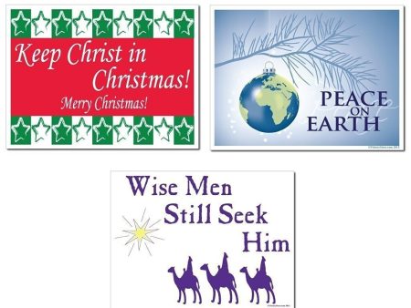 Merry Christmas Religious Yard Sign Set of 3 Fashion