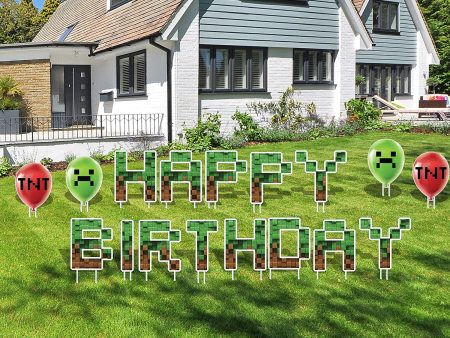 Pixelated Gamer Happy Birthday Yard Signs, 17 pcs Online Sale