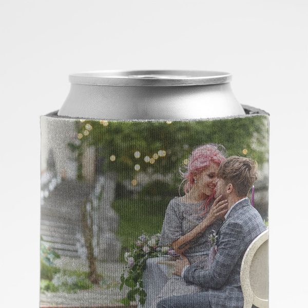 Custom Full-color 2 Photo Wedding Can Coolers with free shipping For Cheap