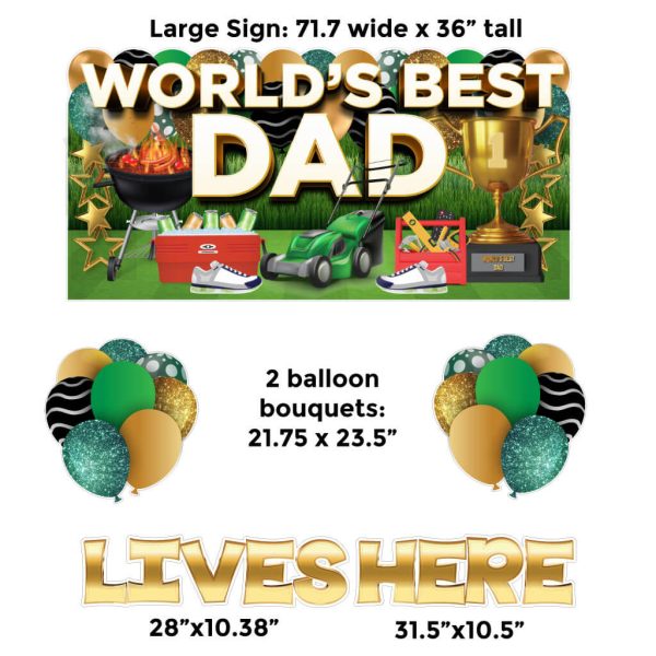 World s Best Dad Father s Day Oversized EZ Yard Card Decoration 5 pc set Online now