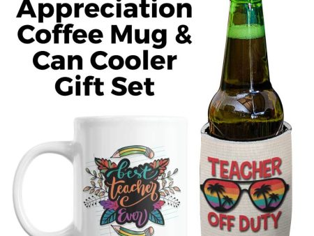 Teacher Appreciation Coffee Mug & Can Cooler Teacher Gift Pack Sale