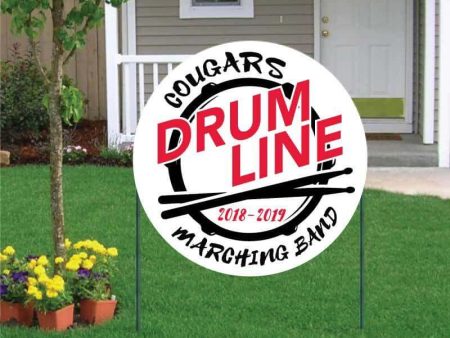 Drumline Marching Band 22  Custom Round Yard Sign For Sale