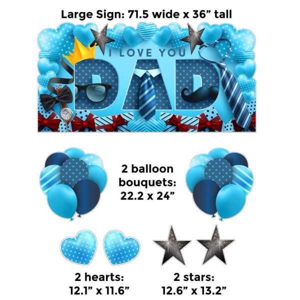 I Love You Dad Father s Day Oversized EZ Yard Card Decoration 7 pc set For Discount