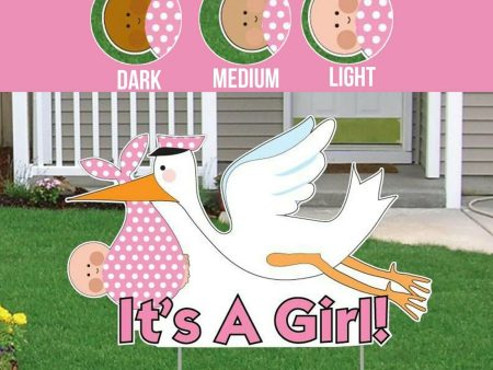 It s a Girl Die Cut Stork, Baby Announcement Yard Card For Cheap