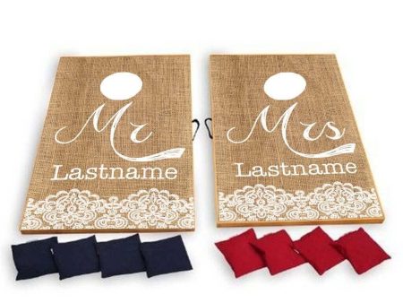 Custom Rustic Burlap Wedding Cornhole Bag Toss Game Online Hot Sale