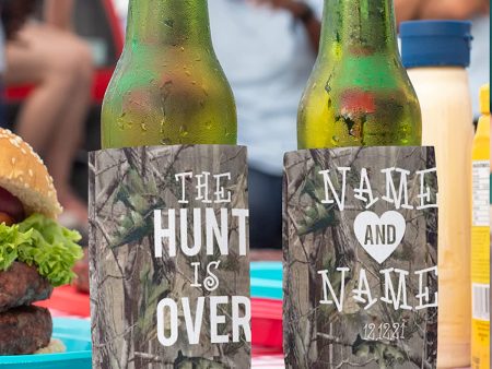 Personalized The Hunt is Over Hunting Wedding Can Cooler Fashion