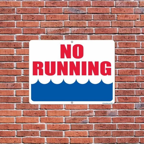 No Running by Water 18 x24  Aluminum Sign on Sale