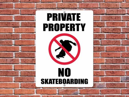 Private Property: No Skateboarding Sign or Sticker For Sale