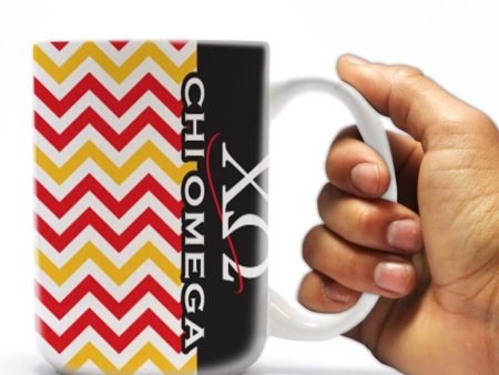 Chi Omega 15oz Red and Yellow Chevron Coffee Mug Online