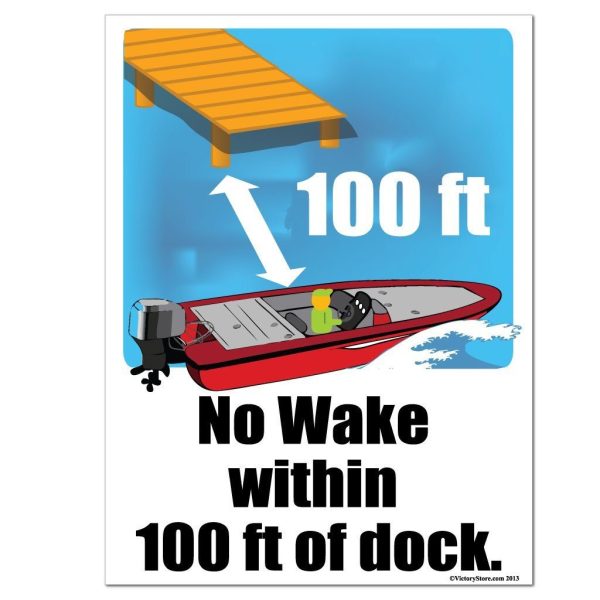 No Wake Within 100 200 Feet of Dock Sign or Sticker Online Sale