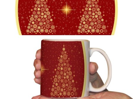 Star Tree with Red Background Christmas 15 Oz Coffee Mug Hot on Sale