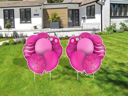 23.5  Rhodamine Red Balloon Bouquets EZ Filler Yard Cards Set Cheap