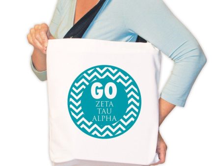 Zeta Tau Alpha Canvas Tote Bag - Chevron Stripes Design For Cheap