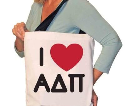 I Love Alpha Delta Pi Canvas Tote Bag Hot on Sale