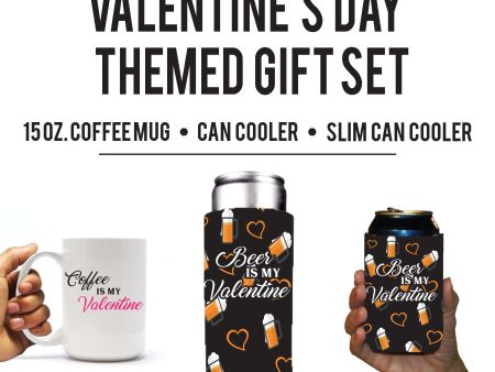 Coffee Beer is my Valentine Mug & Can Cooler Gift Set Online Hot Sale