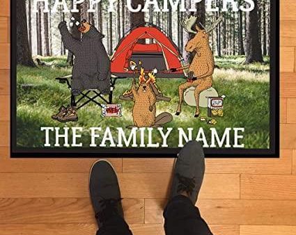 Personalized Happy Campers Doormat - Fun Forest Animals Online Sale