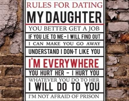 Rules For Dating My Daughter 18 x24  Aluminum Sign on Sale