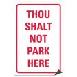 Thou Shalt Not Park Here Sign or Sticker Supply