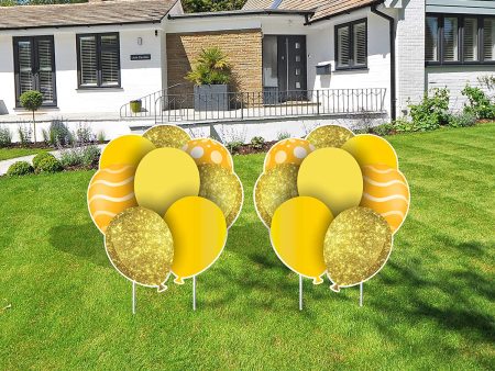 23.5  Medium Yellow Balloon Bouquets EZ Filler Yard Cards Set For Sale