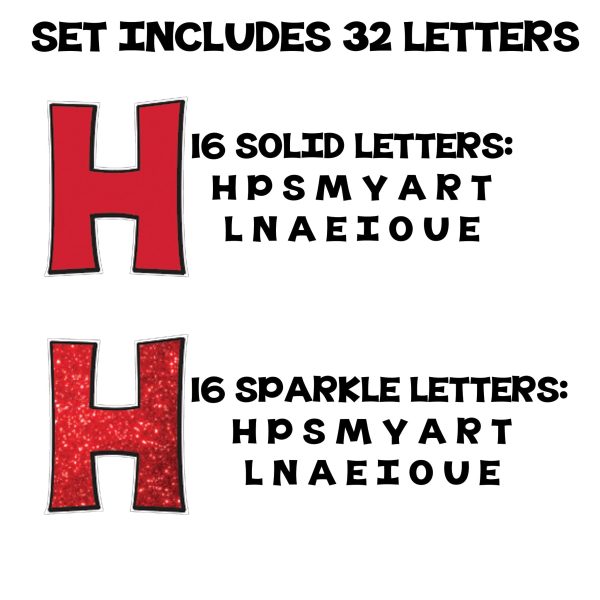 18  KG Deluxe Common Yard Letters with Black Outline, 32 Letters Include 16 Solid & 16 Sparkle Hot on Sale