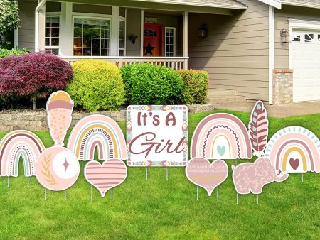 Boho Baby Girl Shower Yard Decorations - 11 Pieces Online now