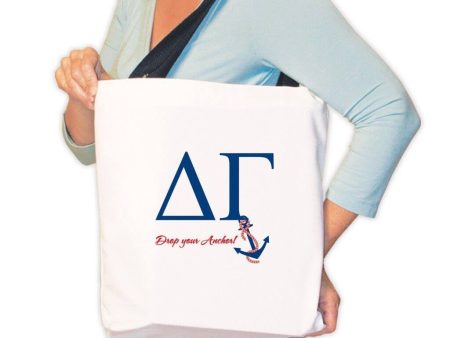 Delta Gamma Canvas Tote Bag - Drop Your Anchor! Discount