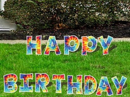 18” KG The Last Time Tie Dye Happy Birthday Letters Yard Card, 13pcs Online now