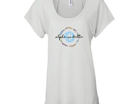 Alpha Xi Delta Feather Wreath Women s Raglan T-shirt Online