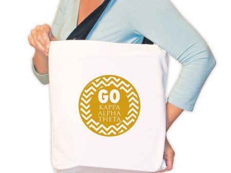 Kappa Alpha Theta Canvas Tote Bag - Chevron Stripes Design Hot on Sale