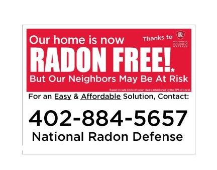 National Radon Defense 18x24 Yard Sign with EZ Stakes - Radon Free For Sale