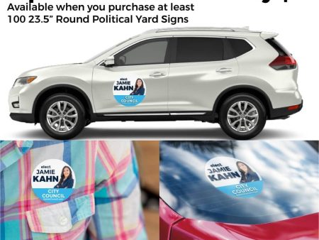 Bundle & Save Campaign Gear | 2 Car Door Magnets, 25 Car Decals & 100 Lapels Sale