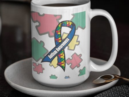 Autism Awareness Blue Ribbon Coffee Mug For Sale