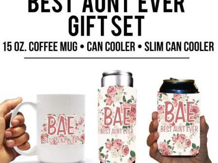 BAE Best Aunt Ever Coffee Mug & Can Cooler Gift Pack Online now