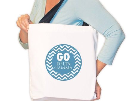 Delta Gamma Canvas Tote Bag - Chevron Stripes Design on Sale