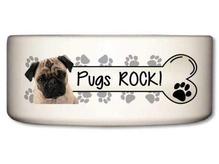 Pugs Rock Ceramic Dog Bowl Online