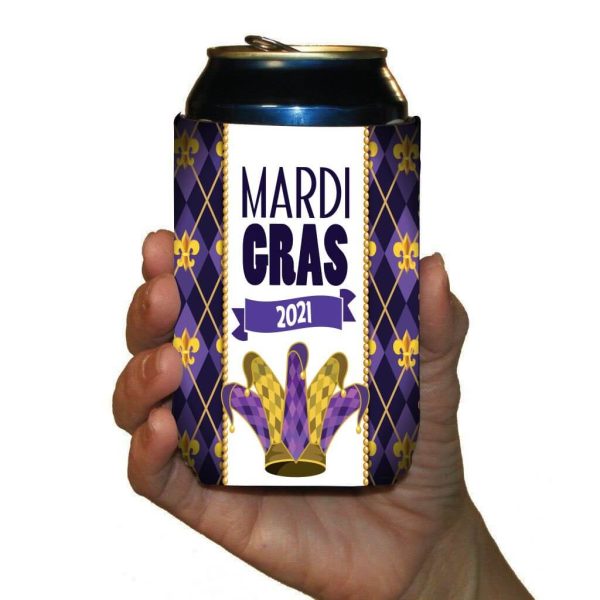 Custom Mardi Gras Banner & Can Cooler Set Fashion