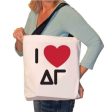 I Love Delta Gamma Canvas Tote Bag on Sale