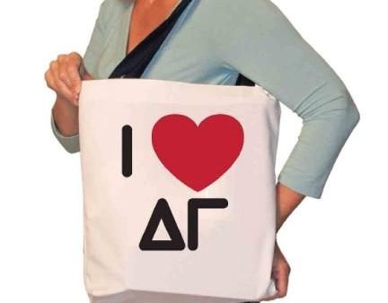 I Love Delta Gamma Canvas Tote Bag on Sale