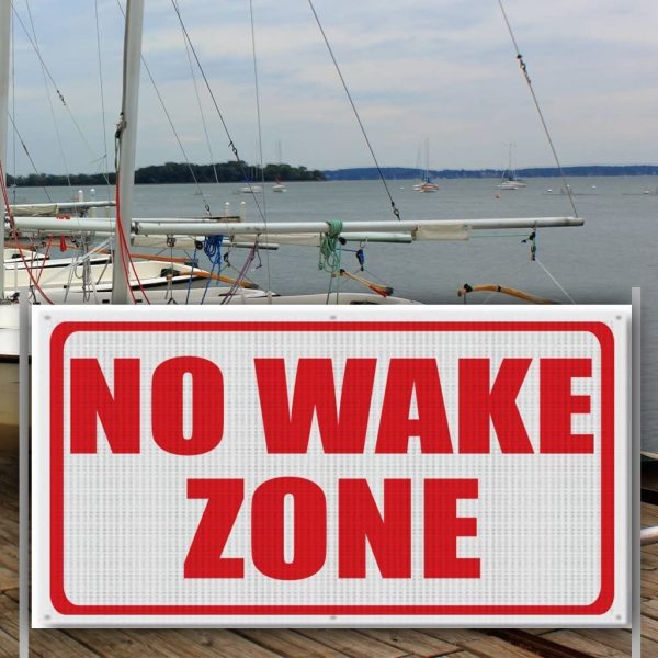 No Wake Zone Banner with Wind Resistant Mesh For Cheap