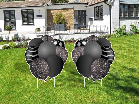 23.5  Black Balloon Bouquets EZ Filler Yard Cards Set Hot on Sale